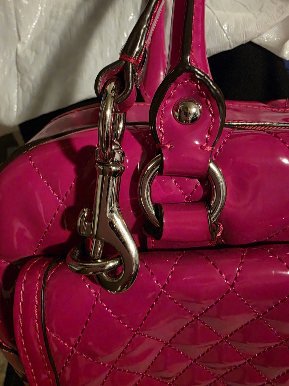 COACH Fuchsia Quilted Patent Satchel Handbag - Picture 6 of 12